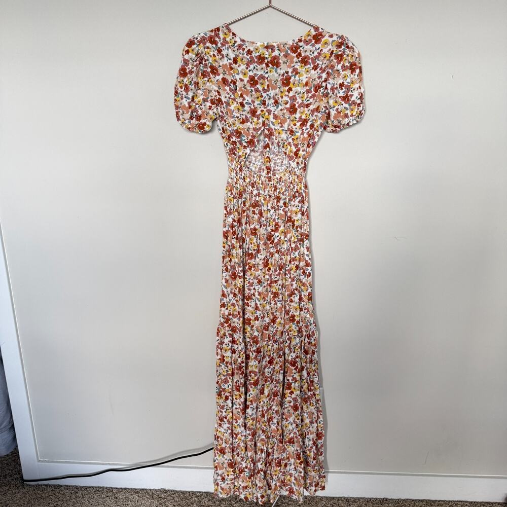 Fairy Cottage Coquette Dress Small Floral Maxi Romantic Open Back Peasant Boho - Picture 9 of 9